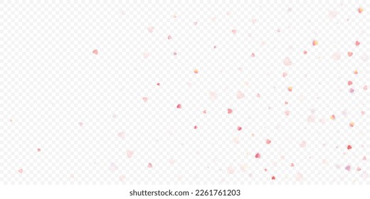 Fondo vectorial de amor cardíaco. Marco de San Valentín. Confeti de corazones rosados. Símbolos de amor dispersos. Forma cardíaca al azar sobre fondo transparente. Hermosa Invitación, Ilustración De Tarjeta De Saludo.