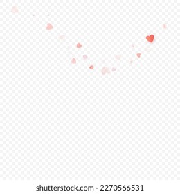 Fondo vectorial de amor cardíaco. Marco de San Valentín. Confeti de corazones rosados. Símbolos de amor dispersos. Forma cardíaca al azar sobre fondo transparente. Hermosa Invitación, Ilustración De Tarjeta De Saludo.