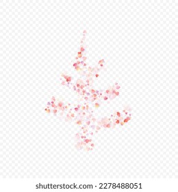 Heart love vector background. Valentine frame. Pink hearts confetti. Scattered love symbols. Random falling heart shape on transparent background. Beautiful Invitation, Greeting Card Illustration.