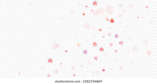 Heart love vector background. Valentine frame. Pink hearts confetti. Scattered love symbols. Random falling heart shape on transparent background. Beautiful Invitation, Greeting Card Illustration.