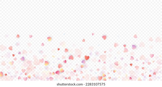 Fondo vectorial de amor cardíaco. Marco de San Valentín. Confeti de corazones rosados. Símbolos de amor dispersos. Forma cardíaca al azar sobre fondo transparente. Hermosa Invitación, Ilustración De Tarjeta De Saludo.