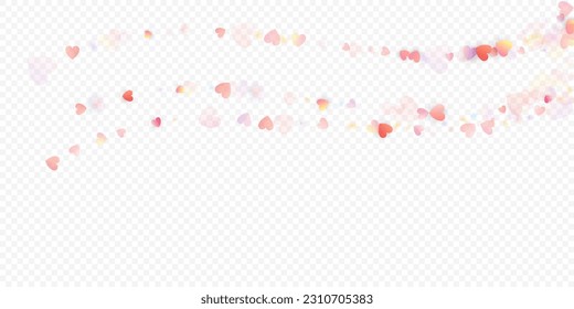Fondo vectorial de amor cardíaco. Marco de San Valentín. Confeti de corazones rosados. Símbolos de amor dispersos. Forma cardíaca al azar sobre fondo transparente. Hermosa Invitación, Ilustración De Tarjeta De Saludo.