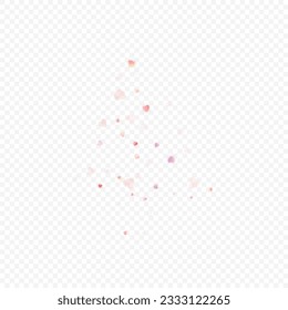 Heart love vector background. Valentine frame. Pink hearts confetti. Scattered love symbols. Random falling heart shape on transparent background. Beautiful Invitation, Greeting Card Illustration.