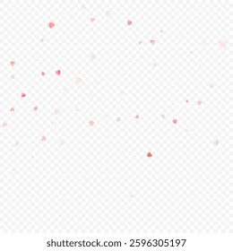 Heart love vector background. Valentine frame. Pink hearts confetti. Scattered love symbols. Random falling heart shape on transparent background. Beautiful Invitation, Greeting Card Illustration.