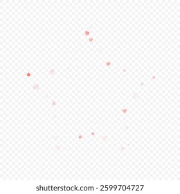 Heart love vector background. Valentine frame. Pink hearts confetti. Scattered love symbols. Random falling heart shape on transparent background. Beautiful Invitation, Greeting Card Illustration.