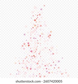 Heart love vector background. Valentine frame. Pink hearts confetti. Scattered love symbols. Random falling heart shape on transparent background. Beautiful Invitation, Greeting Card Illustration.