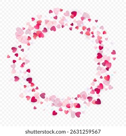 Coração amor vetor fundo. Quadro de Valentine. Coração rosa confete. Símbolos de amor espalhados. Forma de coração caindo aleatoriamente sobre fundo transparente. Belo Convite, Ilustração de Cartão de Saudação.