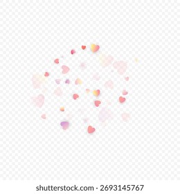 Fondo de Vector de amor de corazón. Marco de San Valentín. Confeti de corazones rosados. Símbolos de amor dispersos. Forma de corazón que cae al azar en fondo transparente. Hermosa invitación, ilustración de tarjeta de felicitación.