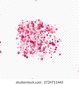Coração amor vetor fundo. Quadro de Valentine. Coração rosa confete. Símbolos de amor espalhados. Forma de coração caindo aleatoriamente sobre fundo transparente. Belo Convite, Ilustração de Cartão de Saudação.
