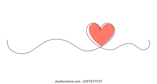 Heart and Love in Vector Continuous Line Art Illustration of a Romantic Minimalist Wedding Card on a White Background. A Wedding Heart Sketch with Artistic Line Design. Vector Illustration Love Art.