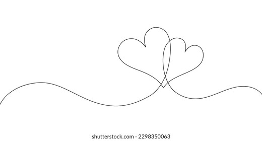 Corazón y Amor en Vector Línea Continua Ilustración de una Romántica Tarjeta de Matrimonio Minimalista en un fondo blanco. Esbozo del corazón de boda con diseño de línea artística. Ilustración vectorial Amor Arte.
