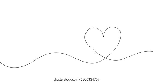 Heart and Love in Vector Continuous Line Art Illustration of a Romantic Minimalist Wedding Card on a White Background. A Wedding Heart Sketch with Artistic Line Design. Vector Illustration Love Art.