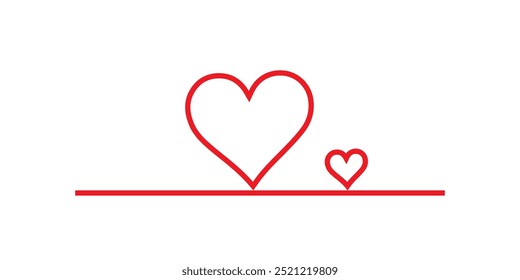 Heart and Love in Vector Continuous Line Art Illustration of a Romantic Minimalist Wedding Card on a White Background. A Wedding Heart Sketch with Artistic Line Design eps 10
