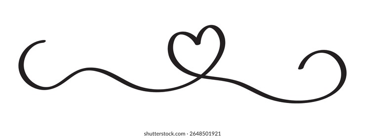 Heart and Love in Vector Continuous Line Art Illustration of a Romantic Minimalist Wedding Card on a White Background. A Wedding Heart Sketch with Artistic Line Design. Vector Illustration Love Art.
