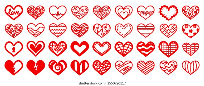 Heart love vector decoration big set.	