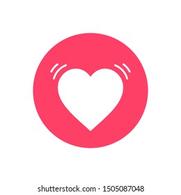Heart, love vector icon isolated on pink circle