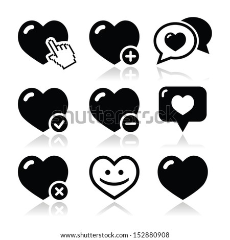 Heart, love vector icons set