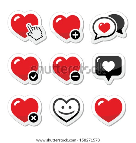 Heart, love vector icons set