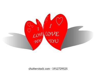 The heart of love. Vector illustration. The two kissing lovers in each other heart.