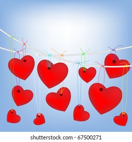 Heart, love, vector on blue background