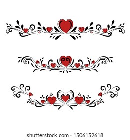 Heart love vector with ornaments. Hearts illustration vintage. Infinity love, valentines day greeting card. I love you