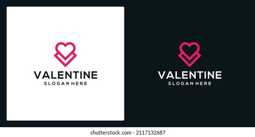 Herzliebe Vektorsymbol mit Initialen Buchstaben V. Valentinstag Logotyp. Abstraktes Logo für das Gesundheitslogo - Design.