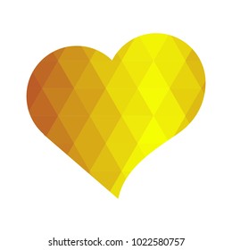 Heart love vector. Valentine card love hearts vector. Golden low poly style.