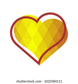 Heart love vector. Valentine card love hearts vector. Golden low poly style.