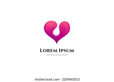 heart or love with water drops in simple logo design