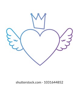 heart love with wings and crown