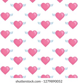 heart love with wings flying pattern