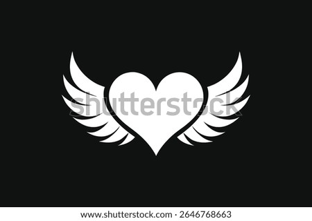 Heart love with wings icon