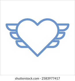 Heart love wings icon. Flat vector cartoon illustration. Objects isolated on a white background.
