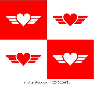 Heart love With Wings Icon Vector eps 10