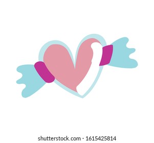 heart love with wings icon vector illustration design