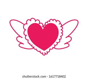 heart love with wings icon vector illustration design