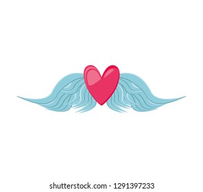 heart love with wings isolated icon