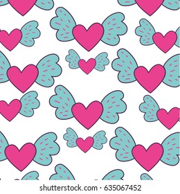 heart love with wings pattern