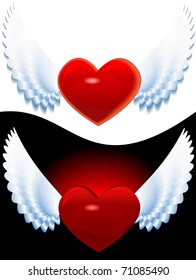 Heart of love with wings for valentine in a vector