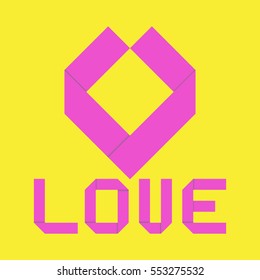 Heart and Love wording / text with Origami effect