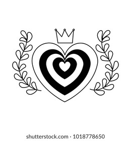 heart love with wreath and crown