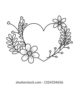 heart love with wreath flowers valentines card