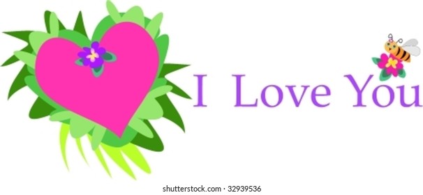 Heart with an I Love You Bee Vector