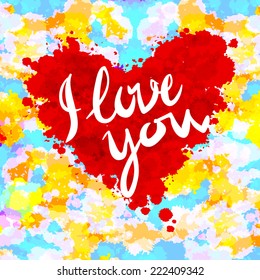 heart, i love you, colorful paint splash art illustration vector background