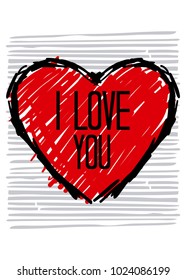 heart i love you colorful poster vector