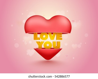Heart with Love You Text for Valentine's Day Celebration.