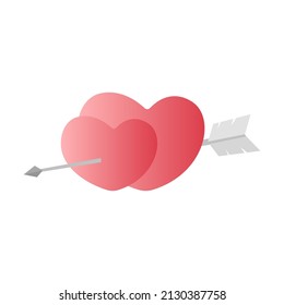 heart and lover's arrow cartoon vector illustration isolated object 