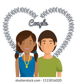 heart with lovers couple avatars characters