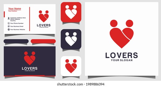 Heart lovers symbol icon template elements. health care logotype concept. dating logo icon. template. business card Vector