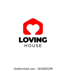 Heart Loving House Home Logo Template Design